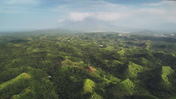 Aerial Philippines Green Jungle Hills at Legazpi Town Asia