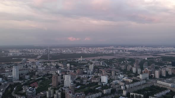 Aerial Drone View of Football Stadium in Kyiv During the Day