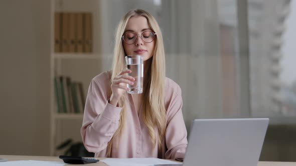 Caucasian Busy Business Woman Worker Girl Female Student Wearing Glasses with Laptop Paperwork