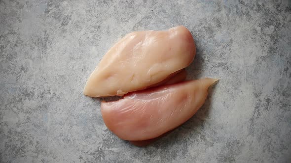 Top View of Two Fresh Raw Chicken Fillets