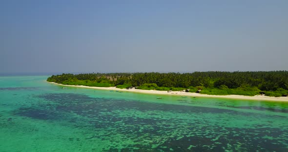 Luxury drone clean view of a summer white paradise sand beach and aqua blue ocean background in best