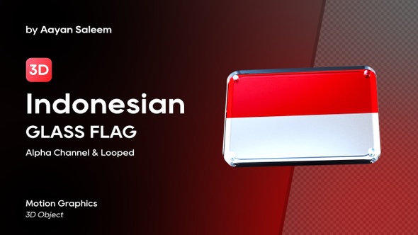 Indonesian Flag 3D Glass Badge