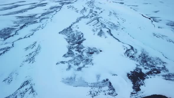 Frozen, Snow-Covered Landscape of Switzerland Mountains, Aerial