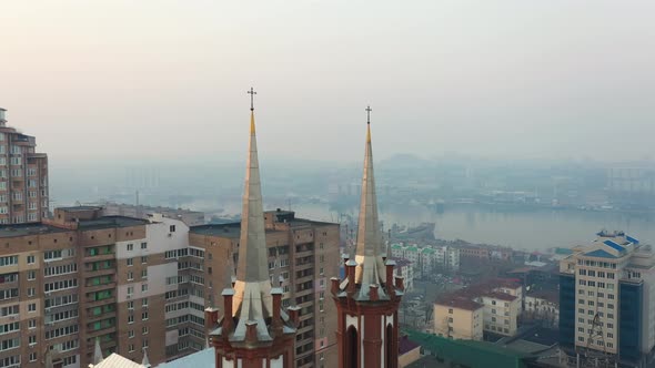 Beautiful Catholic Church of the Most Holy Theotokos at Sunrise