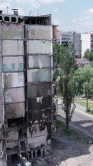 Vertical Video of a Bombedout House in Borodyanka Ukraine