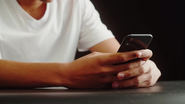 African American Man Using Smartphone