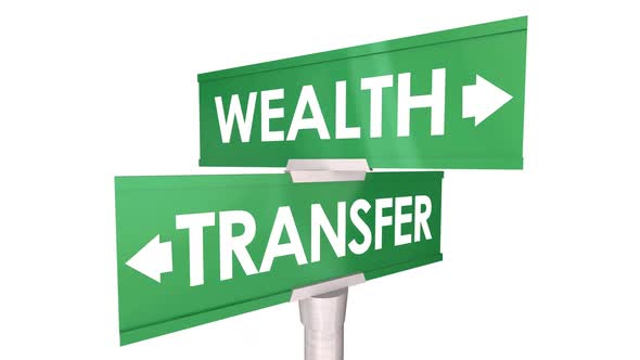 Wealth Transfer Arrow Road Signs Move Money Leave Heirs 3d Animation