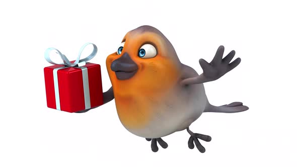 Fun 3D cartoon red robin with alpha