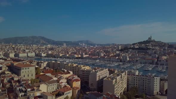 Marseille Aerial View of City in France Old Port of Marseille