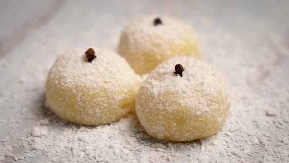 Grated Coconut Falling In Beijinhos Brazilian Coconut Dessert