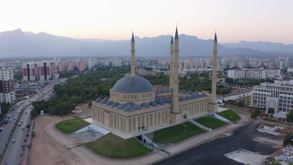 Panoramic View of Antalya Town Landscape with Mosque Minaret View