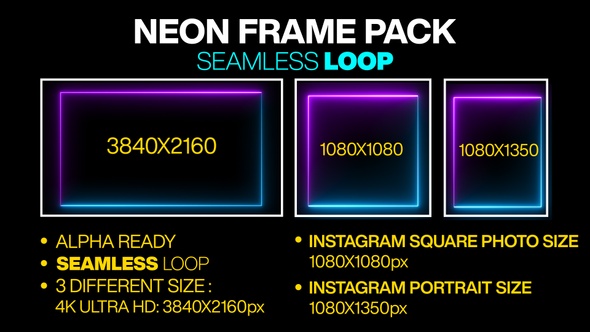 Blue & Purple Neon Frame Pack Looped V4