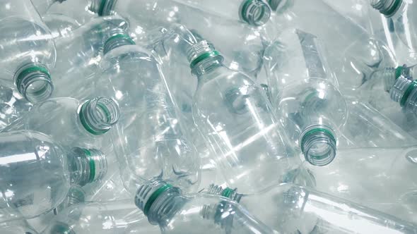 Recycling Empty Bottles Pile Moving Shot