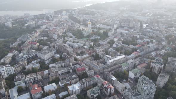 Cityscape of Kyiv, Ukraine. Aerial View, Slow Motion