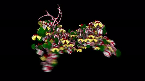 Reindeer Made of Christmas Ornaments Running Loop