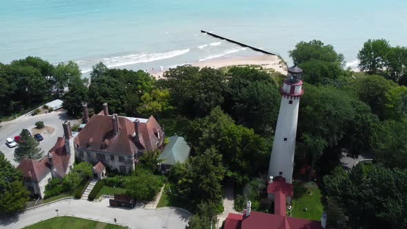 historic Grosse Point Light in Evanston, Illinois. Construction was completed in 1873. The lighthous