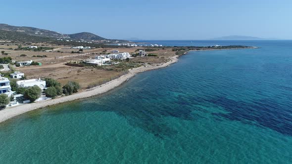 Naxos beach in the Cyclades in Greece seen from the sky