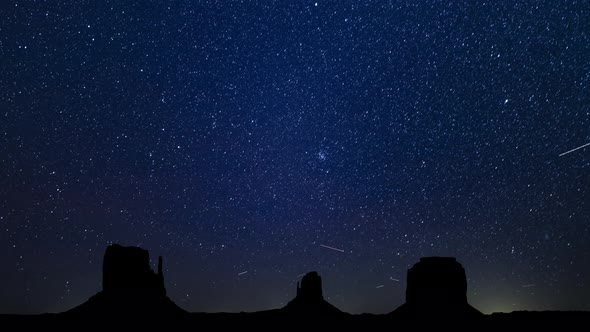 Milky Way Galaxy Rise Time Lapse Stars Over Monument Valley Mountains