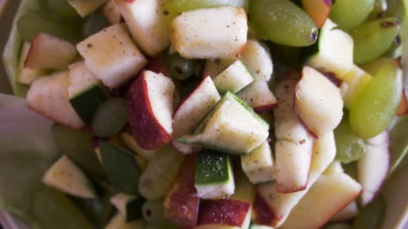 Fruits and salad in the bowl