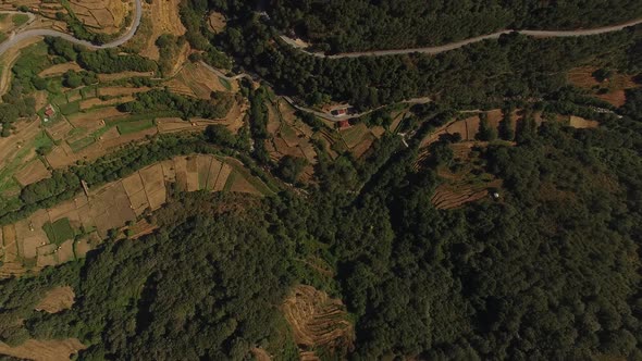 Agriculture Fields and Mountain Road. Sistelo, Portugal