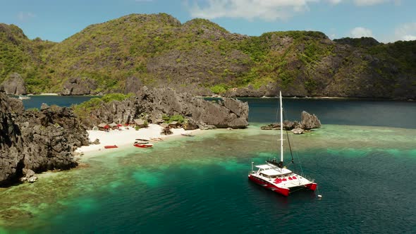 Tropical Seawater Lagoon and Beach, Philippines, El Nido