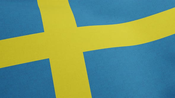 National Flag of Sweden Waving Original Size and Colors 3D Render Sveriges Flagga with Yellow Nordic