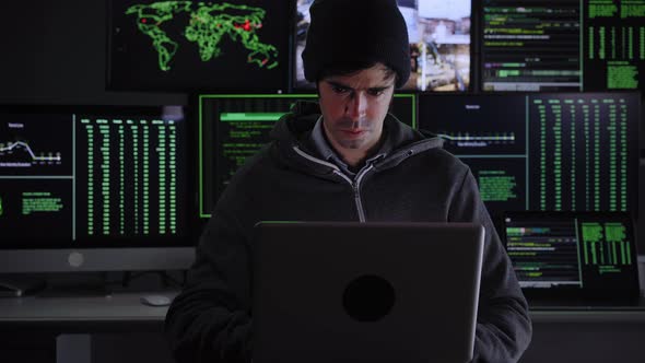 Front Shot From to Hacker Breaking Into Corporate Data Servers From His Underground Hideout