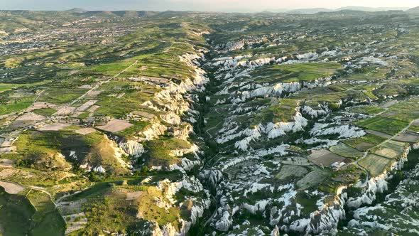 Cappadocia a Semiarid Region in Central Turkey 4 K Aerial View