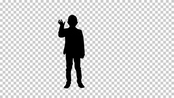 Silhouette  boy walks , Alpha Channel