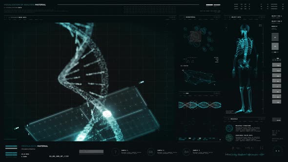 Futuristic Medical Biotechnology Scan Of Patients Genetic DNA Helix Material alt