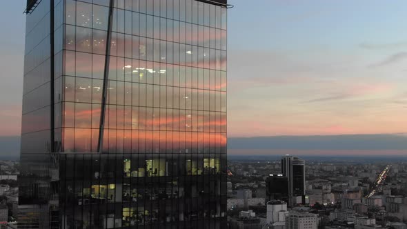 Warsaw Aerial At Sunset