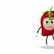 Strawberry Comes Out From The Right Side Of The Screen And Greeting on White Background - VideoHive Item for Sale