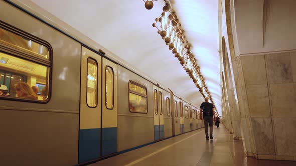 Metro Train Departs From Station