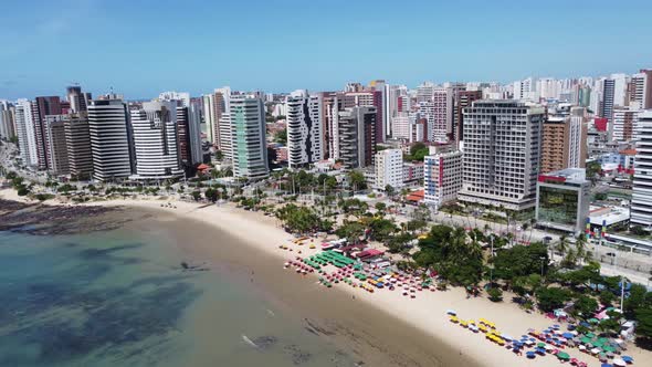 Tropical beach scenery of Fortaleza. Northeast Brazil. Ceara state.