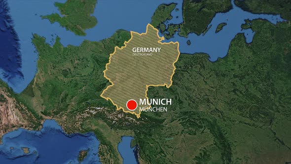 Geolocation of the city of Munchen on the map