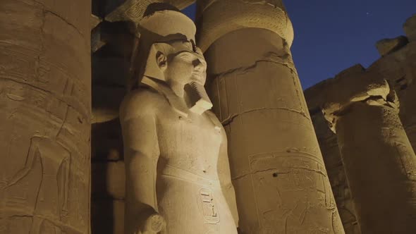 Statues In The Luxor Temple In The Evening
