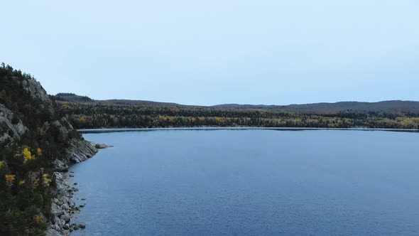 Aerial shot of Lake Superior shore, Alona Bay, Great Lakes, Ontario, Canada