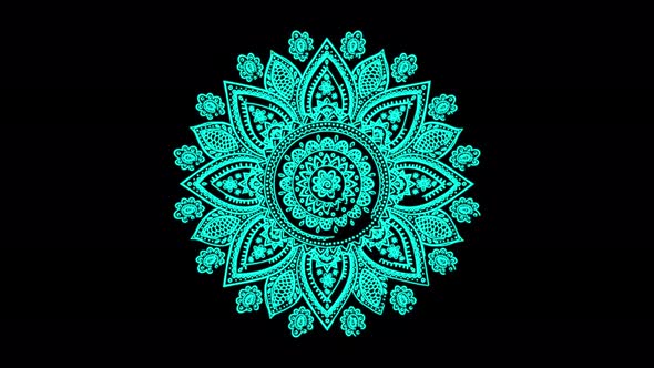 Mandala Abstract Ornament Multicolored Neon Line Motion. 4K Video Pattern