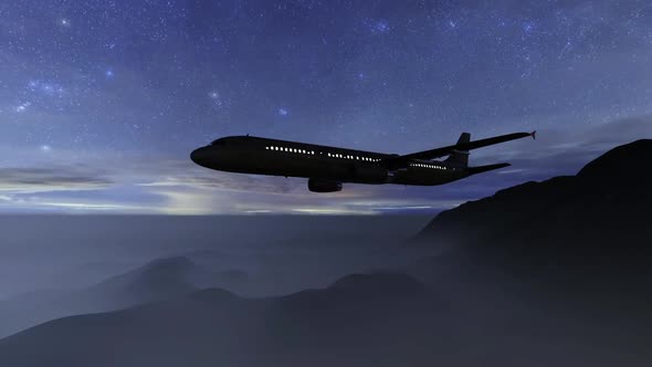 Aircraft on Night Sky alt