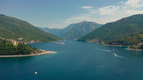 Landscape of the Boka Kotor Bay of Montenegro View From the Sea