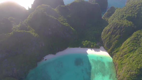 Phi Phi Island Krabi Thailand Drone Aerial View at Phi Phi Island Maya Bay