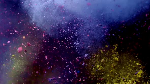 Color Mix Slow Motion of Colored Powder