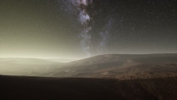 Amazing Milky Way Over the Dunes Erg Chebbi in the Sahara Desert alt
