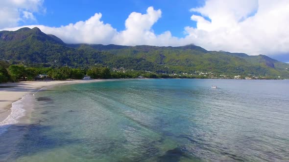 Aerial View Of Ocean, Beach and Mountains On The Tropical Island, Seychelles 2