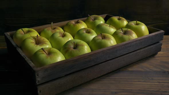 Green Apples In Wood Crate, Pickers, Agriculture