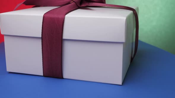 Decorative Anniversary Present Box with Purple Ribbon