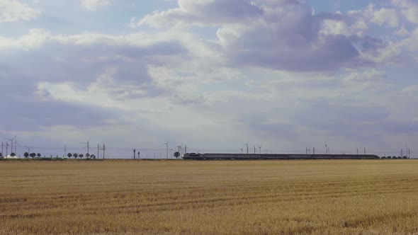 Passenger train an electric locomotive. 