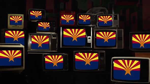 Flags of Arizona on Retro TVs.