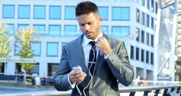 Businessman talking on mobile phone