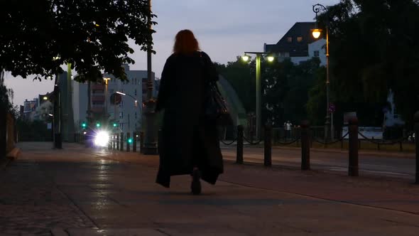 Berlin City - Night Street - Traffic and People